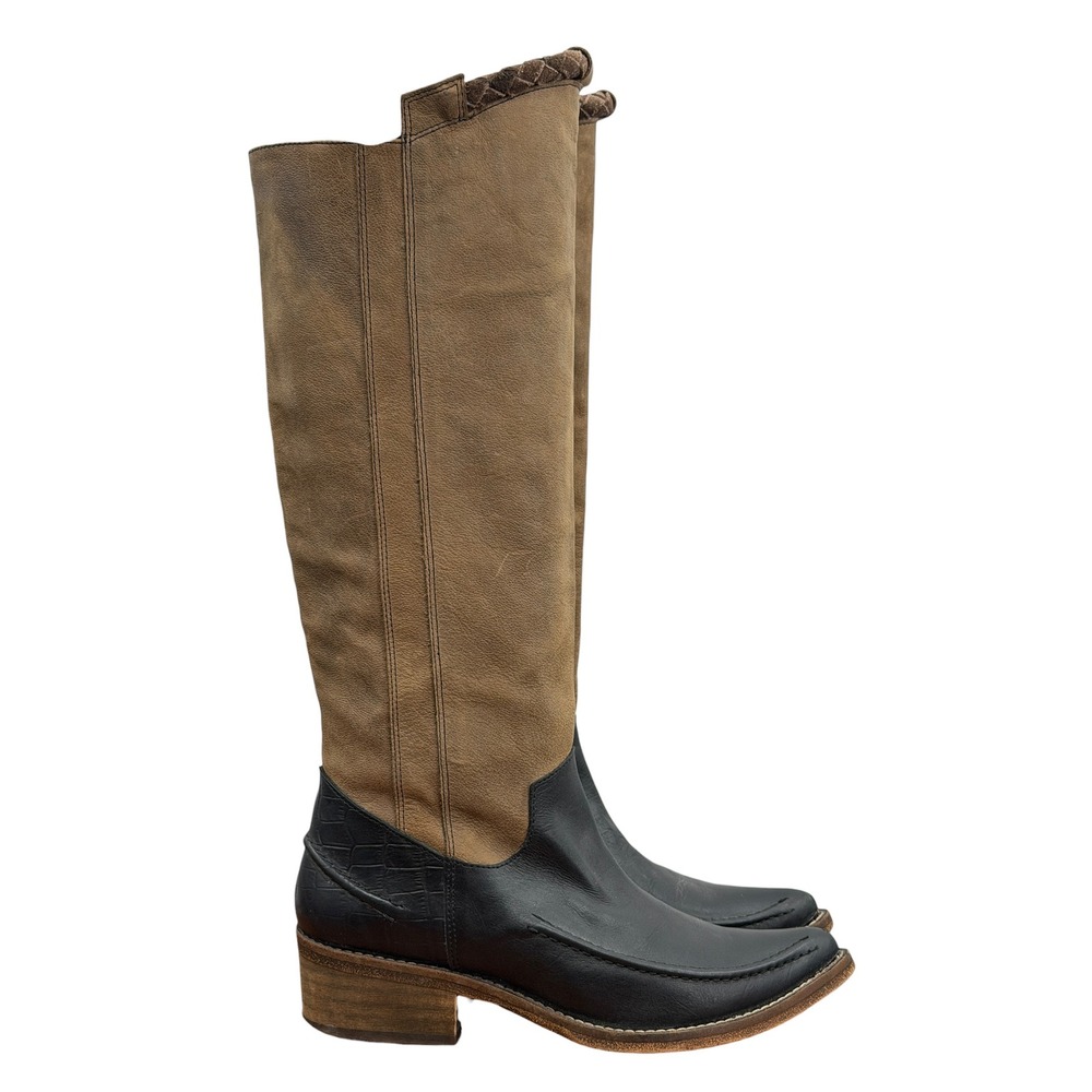 Free People Tritone Tall Western Boots Womens 36 6 Brown Leather Riding Cowboy - Picture 5 of 15